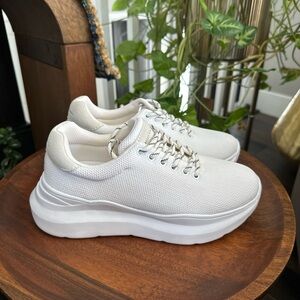 Rebecca Minkoff Cream Knit Platform Sneakers